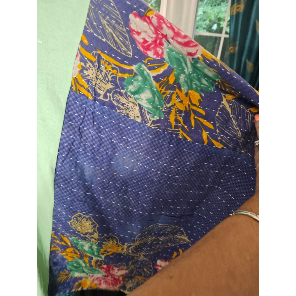 Nirvana Graphic T-Shirt upcycled with Kantha quilted Arms,, Size up to 2xl - Picture 4 of 4